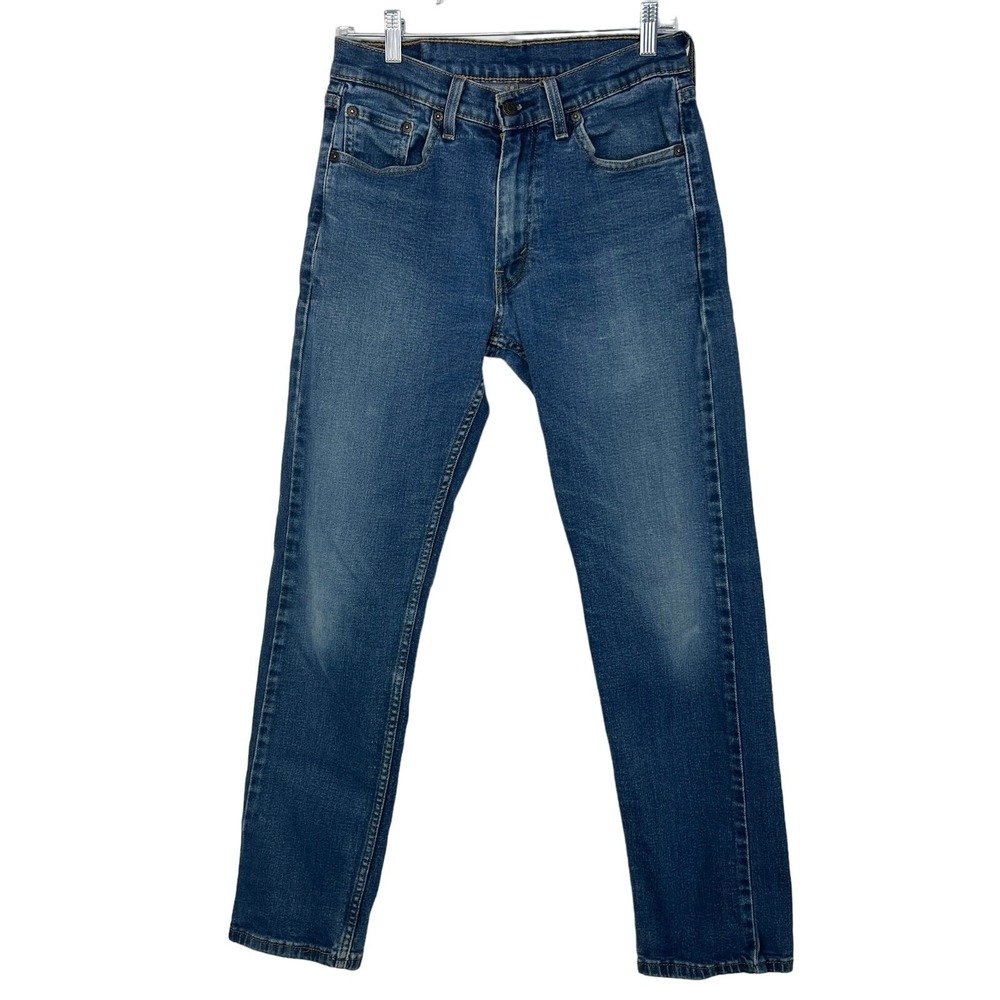 Men's Levi's 505 Blue Medium Wash Straight Leg Cotton Blend Denim Jeans 30 x 30